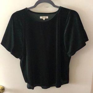 Madewell glitter sleeve velvet top